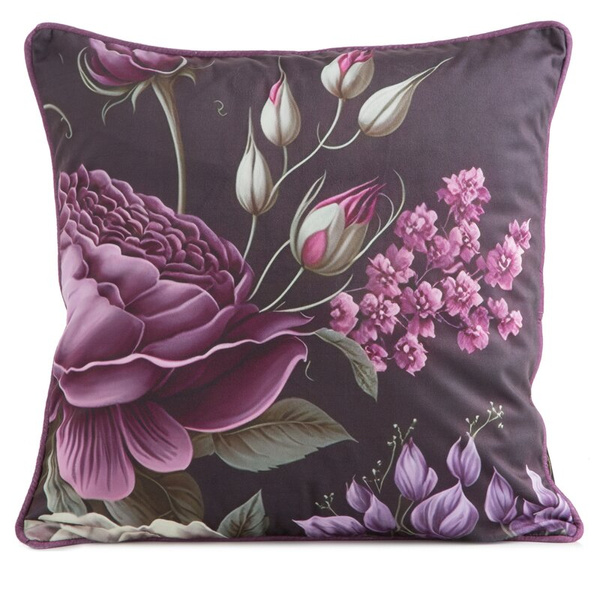 PREMIUM dvostrana jastučnica 45x45 od mekog baršuna s cvjetnim motivom i rubnim detaljima VELVET