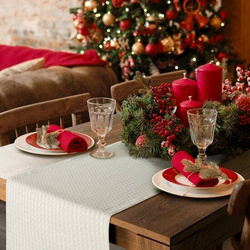 Božićni stalak za stol od karirane jacquard tkanine sa zlatnim koncem 40x180  Flash 