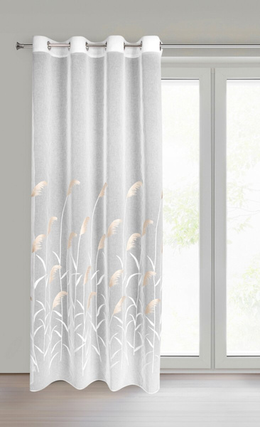 Zavjesa 140x250 ukrašena vezom pampas trave u boho stilu Abbie