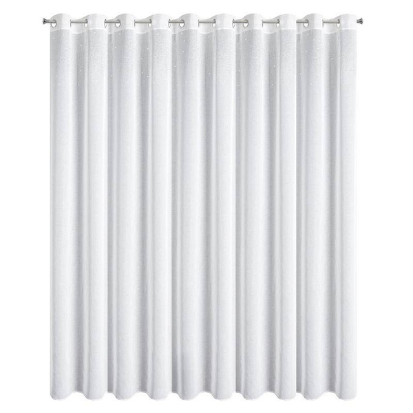 Bijela zavjesa ukrašena srebrnim kamenčićima na ušicama 300X250 Nadine