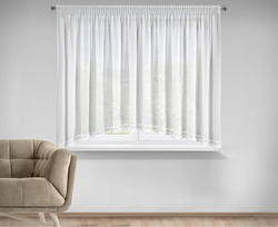 Kratka bijela šifonska zavjesa ukrašena aplikacijom, 400x160 cm- LORETA