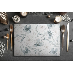 Stolnjak 145x240 s otisnutim pastelnim motivom cvijeća Ines 10 s dodatkom lana
