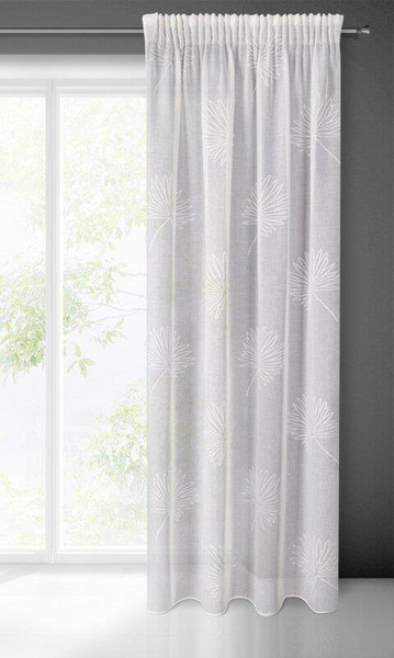 Zavjesa od svijetlog etamina sa motivom jacquard listova na traci 140x270 Jane