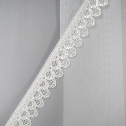 Bijela zavjesa 400x250 cm s ukrasnom čipkom i vezicom - CAROLINE