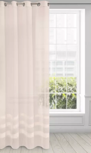 Ružičasta zavjesa od mat gaze ukrašena prugama sa sjajnim moher koncem, 140x250 cm - EFIL