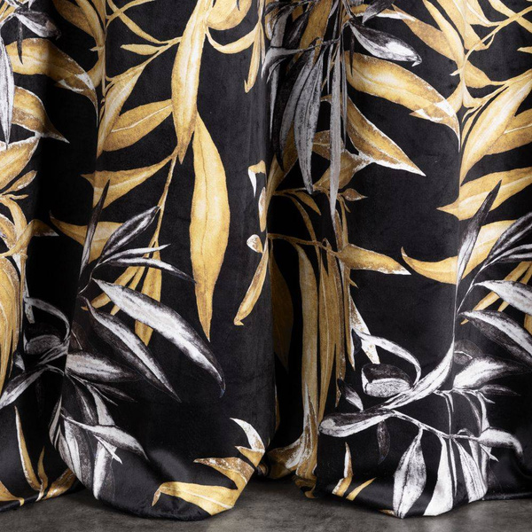 PIERRE CARDIN zavjesa od mekog baršuna s printom grančica 140x250 cm bež, crna Zoja