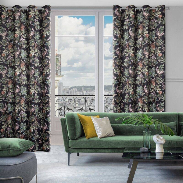 Zavjesa od mekog baršuna s botaničkim uzorkom i 3D efektom 140x250 cm Becky