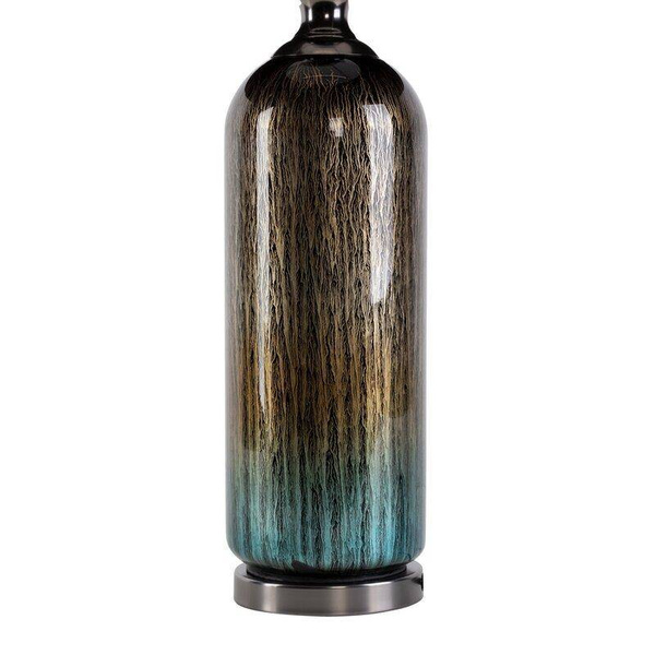 Stolna lampa na szklanej crno mint ombre baza s crnim abažurom 36X65 Amira