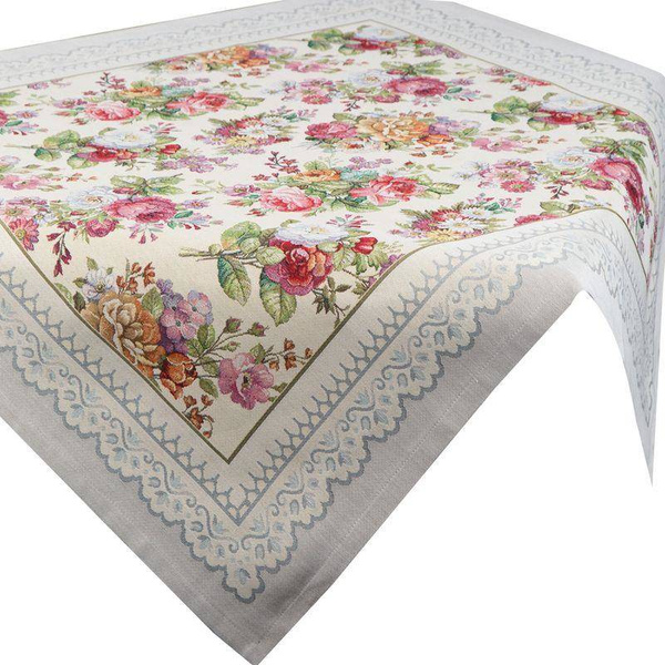 Goblen stolnjak ukrašen tkanim cvjetnim motivom 100x100