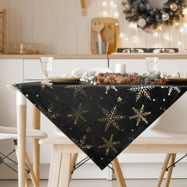 Božićni stolnjak 85x85 cm, baršunasta salveta ukrašena pahuljicama