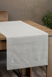 Nadstolnjak 40x140 s lanenim tkanjem i sjajnim koncem, završen dvostrukom trakom na rubovima BIANCA 2
