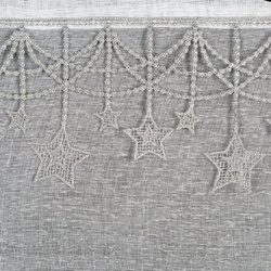 Božićna zavjesa od gaze ukrašena aplikacijom s motivom zvijezde, 140x250 cm - XMAS