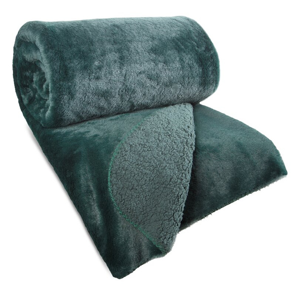 Zimska deka 170x210 cm, dvostrani prekrivač od ugodnog krzna i tkanine s uzorkom janjeće kože, NINA Premium