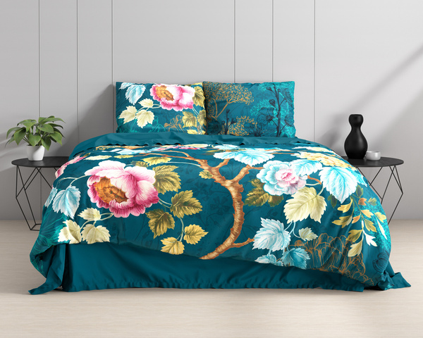 Pamučna posteljina 240x220 sa prekrasnim printom cvijeća, 100% pamuk