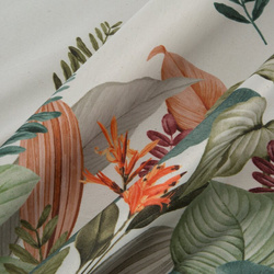 Stolnjak, salveta, 85x85  s otisnutim botaničkim motivom Ines 2 s dodatkom lana