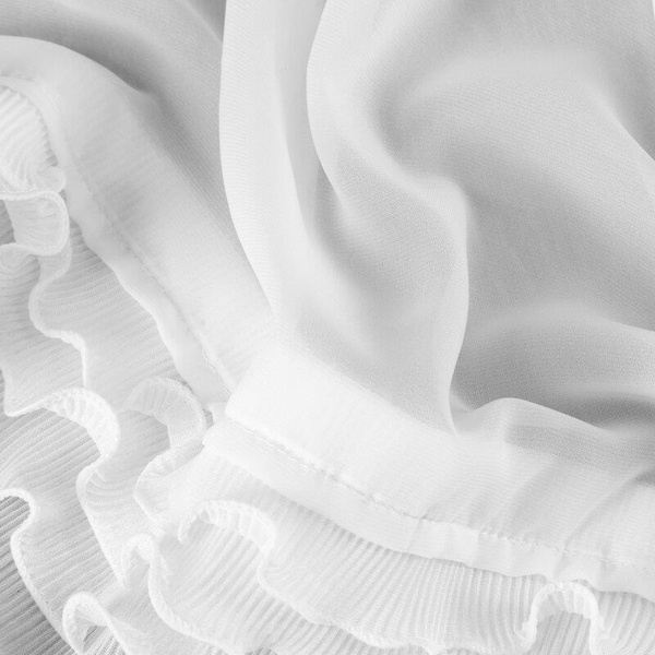 Bijela zavjesa od šifona ukrašena volanom, s vezicom, 400x250 cm LUISA 