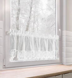 Bijela kuhinjska zavjesa od gaze ukrašena božićnim zvijezdama, tunel 150x30 cm - XMAS