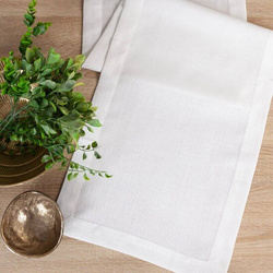 Nadstolnjak 40x180 s lanenim tkanjem i sjajnim koncem, završen dvostrukom trakom na rubovima BIANCA 2