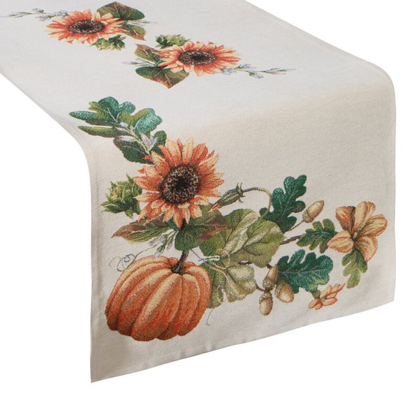 Goblen nadstolnjak 40x100 ukrašen ukrašen motivom suncokreta i bundeve