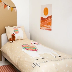Dječja pamučna posteljina 140x220 s printom alpake + gratis pamučna torba
