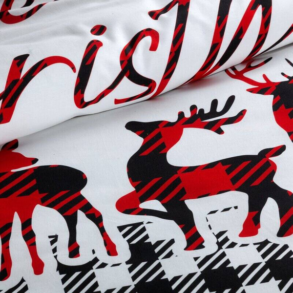 Posteljina s crvenim sobovima 160x200 od visokokvalitetnog pamučnog satena Santa