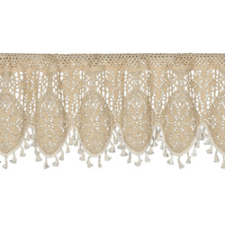 Kuhinjska zavjesa u boho stilu ukrašena suptilnim resama 150x30 cm MOLY tunel