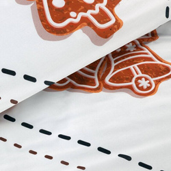 Božićna posteljina 220x200 od pamučnog satena s motivom božićnih medenjaka JOY 