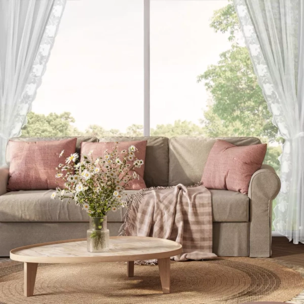 Set od 2 bijele zavjese od fine mreže ukrašene suptilnim vezom, 140x270 cm - LETI