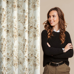 Bež i zlatna zavjesa za zamračivanje s cvjetnim printom i sjajnim detaljima, 140x250 cm - OLENI