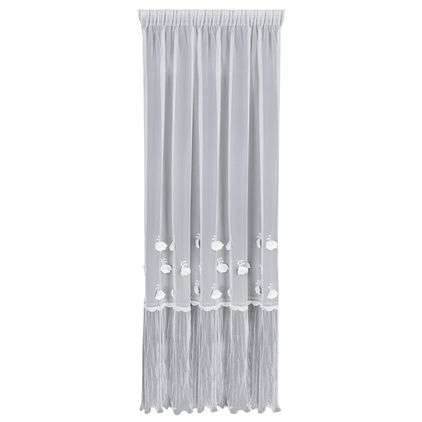 Bijela zavjesa s cvjetnom aplikacijom 140x270 cm AVRIL 