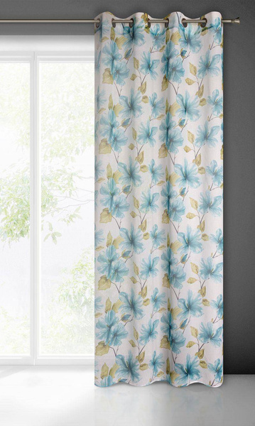 Zavjesa od svijetlog etamina sa printom cvijeća, poluprozirna 140x250 Sofia