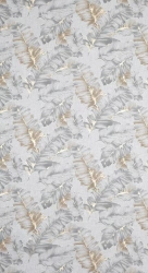 Bež zavjesa s printom lišća od gaze i srebrnim detaljima, 140x250 cm - LAYLA