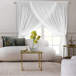 Bijela zavjesa od šifona ukrašena volanom, s vezicom, 400x250 cm LUISA 