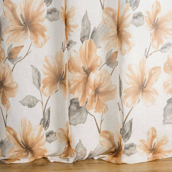 Zavjesa od svijetlog etamina sa printom cvijeća, poluprozirna 140x250 Sofia