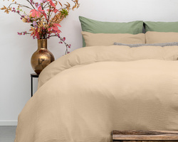 Bež posteljina od muslina zgužvana, nije potrebno glačanje, 100% pamuk 