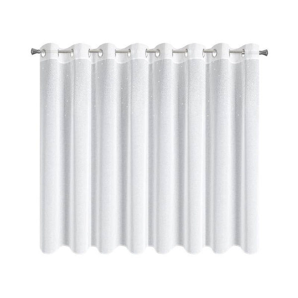 Bijela zavjesa ukrašena srebrnim kamenčićima na ušicama 300X150 Nadine