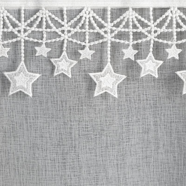 Božićna zavjesa od gaze ukrašena aplikacijom s motivom zvijezde, 140x250 cm - XMAS