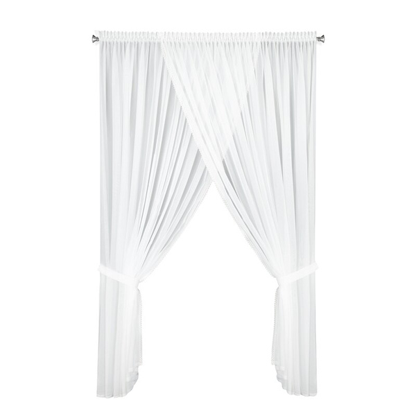 Bijela zavjesa 400x250 cm s ukrasnom čipkom i vezicom - CAROLINE