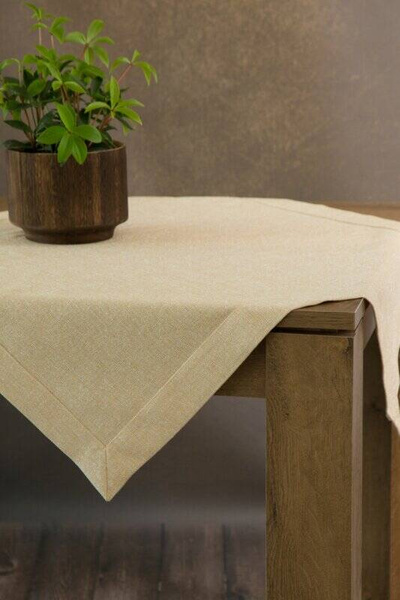 Stolnjak 85x85 s lanenim tkanjem i sjajnim koncem, završen dvostrukom trakom na rubovima BIANCA 1