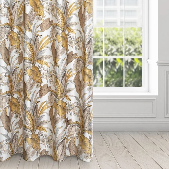 Zavjesa od mekanog baršuna s printom cvijeća i lišća 140x250 Bari