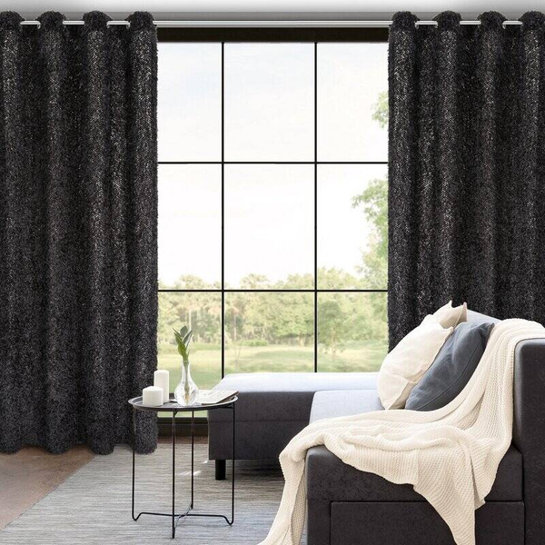 Zavjesa 140x250 MARION ukrašena dlakavim dodatkom