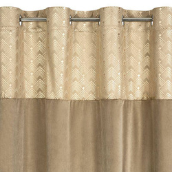 Baršunasta zavjesa s ukrasnom trakom i svijetlozlatnim geometrijskim printom na gornjem dijelu 140x250 Elen