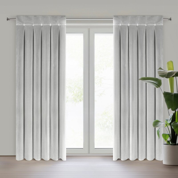 Baršunasta zavjesa ukrašena dubokim naborima i gumbima 85x250 cm (dimenzije zavjese dane nakon sklapanja) zavjesa s tregerima - ALITA