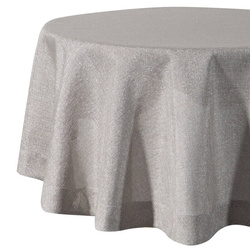 Okrugli stolnjak s lanenim tkanjem i sjajnim koncem, završen dvostrukom trakom na rubovima ∅ 180 cm Bianca 2