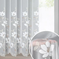 Bijela i smeđa zavjesa od peruanske tkanine ukrašena vezom, 350x250 cm - SANDI