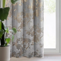 Tamno siva zavjesa ukrašena printom sjajnog cvijeća, 140x250 cm - CELIA