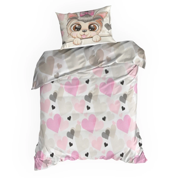 Dječja posteljina od pamuka sa motivom slatkog psa i srca 140x200 Kids 11