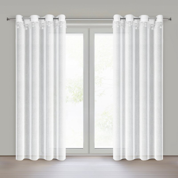 Božićna zavjesa od gaze ukrašena aplikacijom s motivom zvijezde, 140x250 cm - XMAS