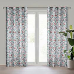 Bijelo-bordo zavjesa za zamračivanje s cvjetnim printom, 135x250 cm- ASHLEY