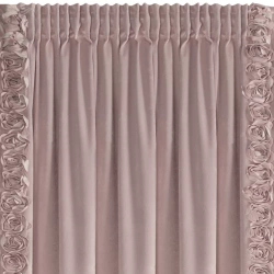 Ekskluzivna baršunasta zavjesa ukrašena 3D aplikacijom ruže 140x270 cm traka - ROSES Eva Minge